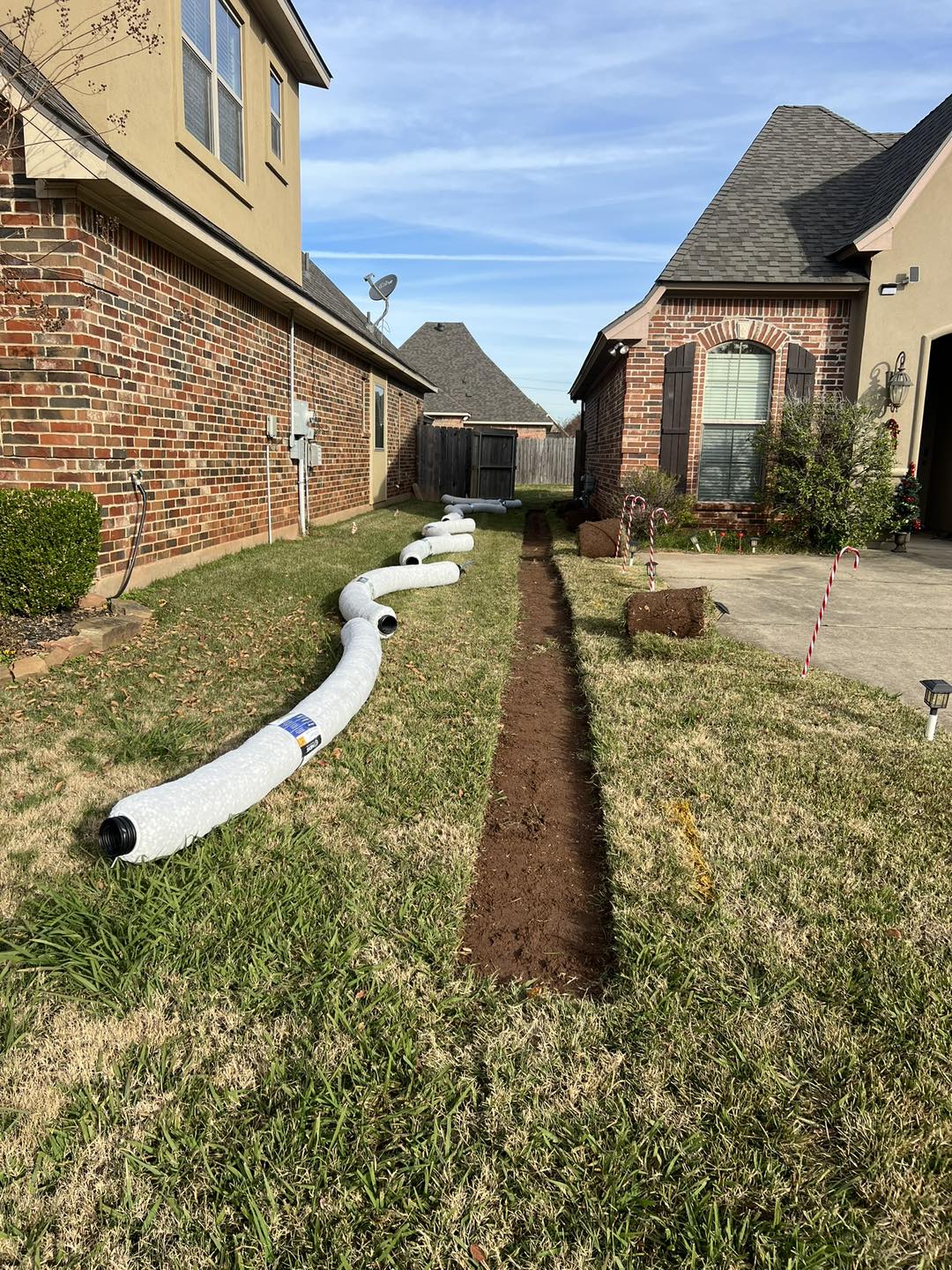 image of french drain about to be installed