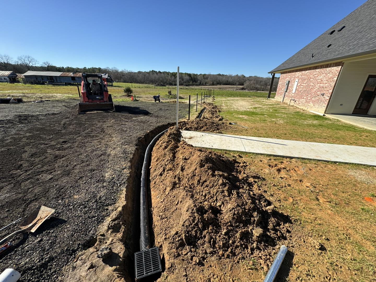 french drain installation at shreveport house