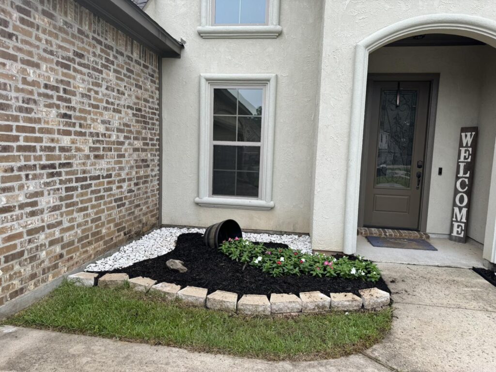 Garden Bed mulch and rock installment
