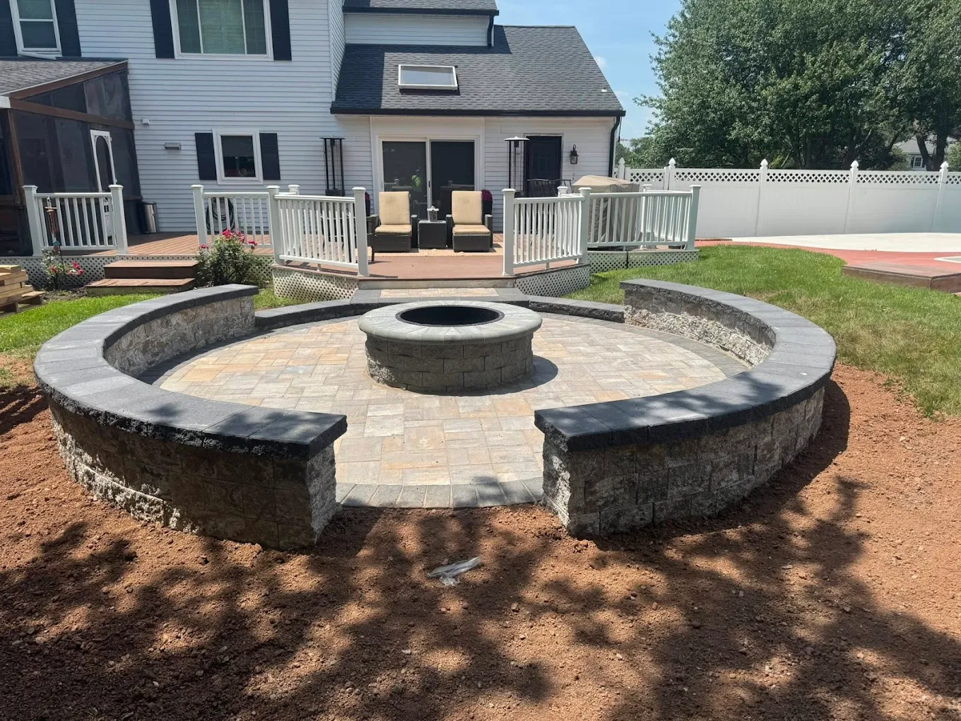raised garden bed at shreveport home with new mulch and planted shrubs