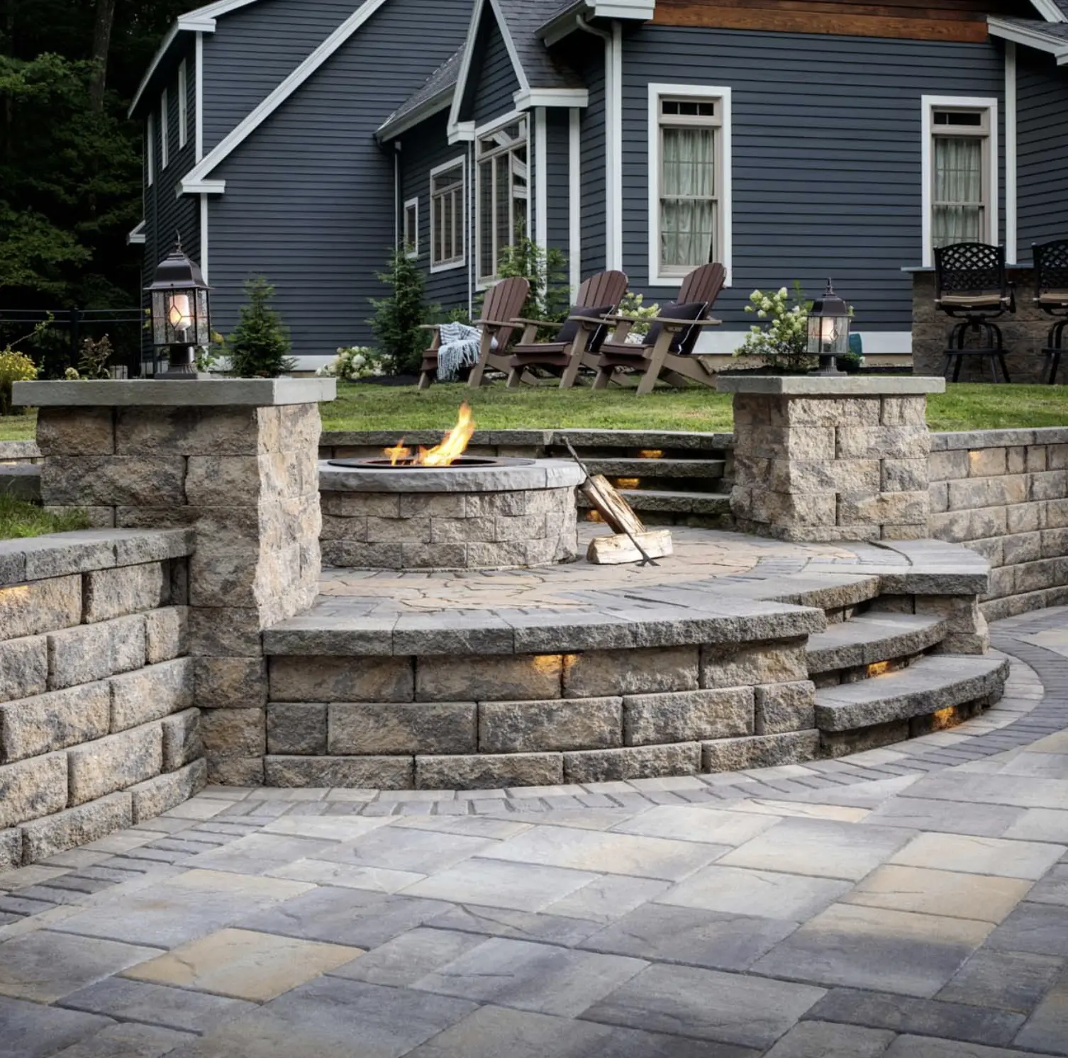 raised garden bed at shreveport home with new mulch and planted shrubs